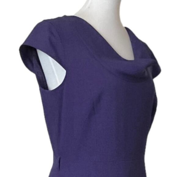Calvin Klein Dress Sheath Pencil Drape Neck Cap Sleeve Purple Women’s Size 4 - Picture 6 of 10